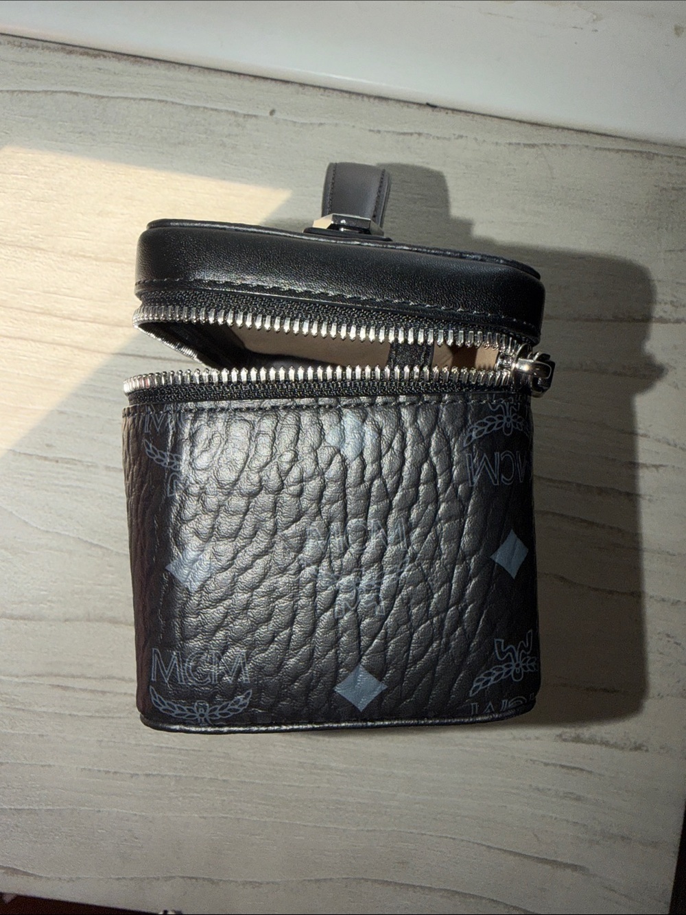 MCM Black Monogrammed Visetos Vanity Case with Silver Hardware - Picture 9 of 11